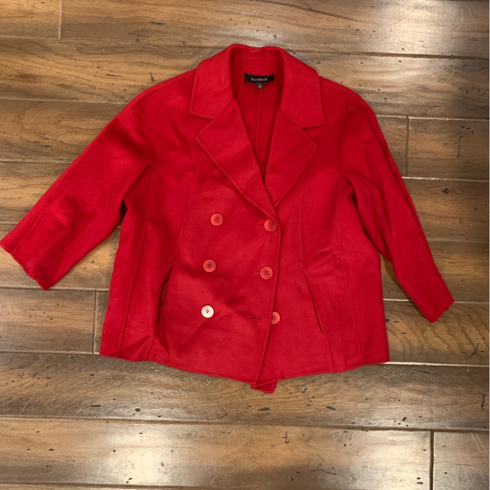 EUC Talbots Wool Blend Red Pea Coat 10